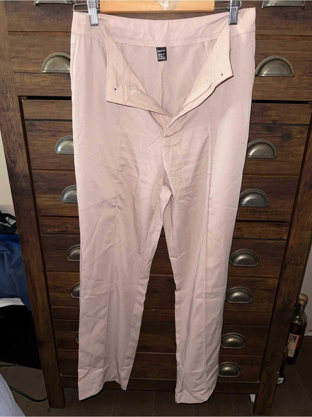 SHEIN Blush Pink Straight-Leg Stretch Trousers
